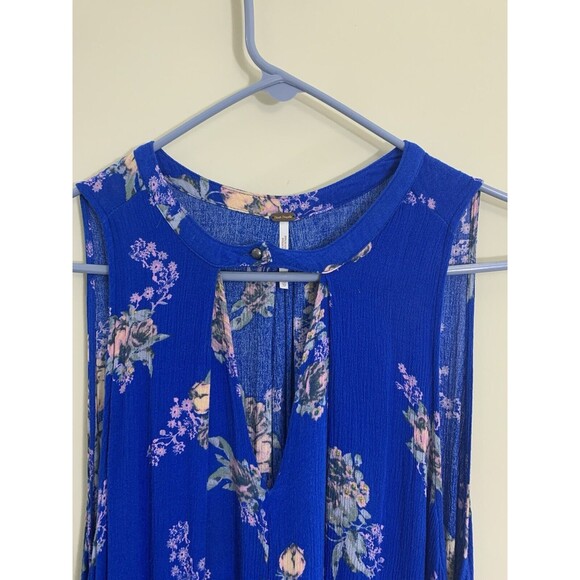 FREE PEOPLE Medallion Tree Swing Tunic Mini Dress Sleeveless Boho Blue Size XS - Picture 3 of 5